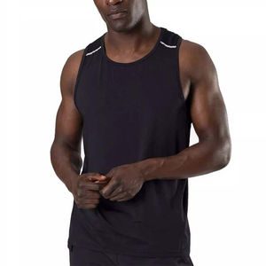 Débardeur pour homme en couleur unie personnalisée, vente en gros, prix bas, dos en maille, vêtements de sport de haute qualité, salle de sport, fitness, coton/bambou - Product Image 3