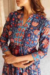 Robe Jayalini imprimée à la main, style bohème, en coton, décontractée, occasionnelle, pour les vacances d'été, pour femmes - Product Image 3