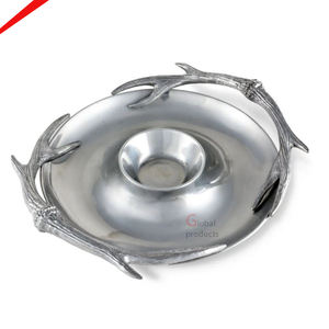 Offre Spéciale 2024 Gold Leaf Chip & Dip Serving 6 Bowl Bol fait à la main avec décor de feuilles en laiton - Product Image 2