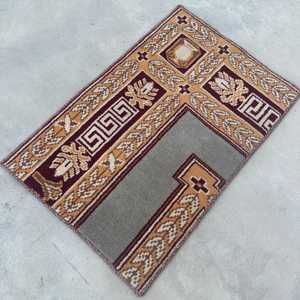 Tapis turc 1,3 x 2,1 pieds, petit tapis vintage, tapis patchwork marron gris - Product Image 4