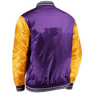 Blouson de baseball bombardier en satin de polyester 100% avec logo fait sur mesure veste de baseball d'hiver de collège de style de rue pour hommes - Product Image 5