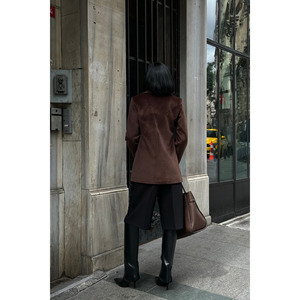 Chaqueta Blazer Marrón de un Solo Botón para Mujer, Marca FOX FABRIC - Product Image 1