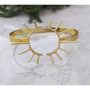 Bohemia Brass Cuff <b>Bracelets</b>-Handmade & Gold Plated Unisex Sun Pattern - Product Image 1