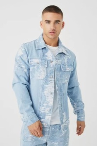 Veste déchirée en jean de haute qualité pour hommes avec poche, manteau de veste en jean ample délavé vintage pour hommes - Product Image 2