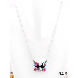 Southwest Style Cotton Candy Mohave & Sterling Silver Crystal <b>Necklace</b> - Product Image 5