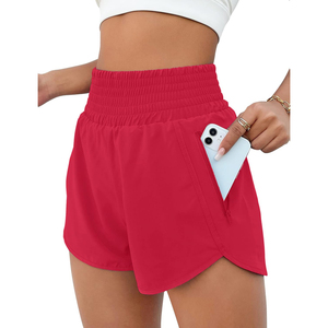Short femme short athlétique taille haute short élastique imperméable de gymnastique et d'entraînement avec poche pour la course et le sport - Product Image 1