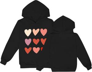 เสื้อสเวตเชิ้ตมีฮู้ดสำหรับเด็กผู้หญิง ผ้าโพลีเอสเตอร์ สวมใส่สบาย ทรงปกติ ลายพิมพ์ มีกระเป๋า ดีไซน์เรียบง่าย - Product Image 1