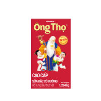 Lait concentré sucré de marque Vinamilk Ong Tho, étiquette rouge, haute qualité, boîte de 1284 g, 12 boîtes par carton, certifié GMP, BRC, FSSC