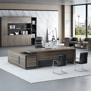 L-Shaped Executive Office <b>Desk</b> Luxury Wooden Manager Table Modular <b>Workstation</b> with Storage Cabinet and High Back Ergonomic Chai - Product Image 3
