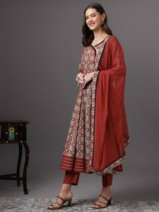 Mujeres étnicas Floral Impreso Angrakha Anarkali rayón viscosa Kurta y Pantalones Con Dupatta indio Pakistán Salwar kameez - Product Image 6