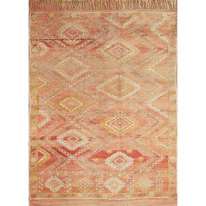 Tapis en laine noué à la main à motifs géométriques Nuray, rouge et orange, pour la décoration du salon, Pae-4569, tapis en jute - Product Image 1