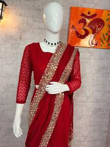 Sari Indio Tradicional para Novia, Ropa de Fiesta y Festival, Venta Caliente, de Proveedor Indio a Precio de Mayoreo - Product Image 2