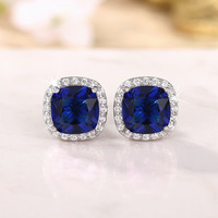 Pendientes de tuerca cuadrados de cobre OEM de fábrica con circonita cúbica AAA, joyería clásica de circonita de cuatro puntas, aretes cuadrados para vendedores de Lazada Dropship