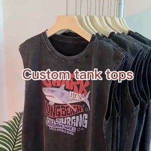 Alta calidad en blanco hombres Hiphop camiseta sin mangas Vintage Fitness chaleco hombres ácido lavado camiseta sin mangas - Product Image 6