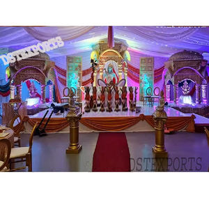 Scène de mariage en fibre de style Kenya Scène traditionnelle en fibre dorée pour mariage Mariage en Inde du Sud Scène Kalyanam Mandap - Product Image 1