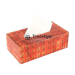 กล่องใส่กระดาษทิชชูและที่วางกระดาษทิชชูลายไม้เคลือบสี ดีไซน์สวยงาม เป็นมิตรกับสิ่งแวดล้อม สำหรับตกแต่งบ้าน จาก Tradebyd Square - Product Image 1