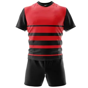 Uniformes de rugby 100% poliéster deportes profesionales Rugby Jersey y pantalones cortos secado rápido y transpirable Rugby uniforme servicio OEM