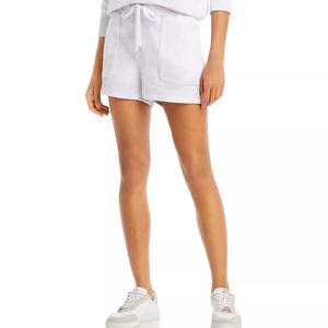 Shorts d'été tricotés personnalisés en gros pour femmes, décontractés, couleur unie, taille haute élastique, en Spandex/Polyester écologique - Product Image 3