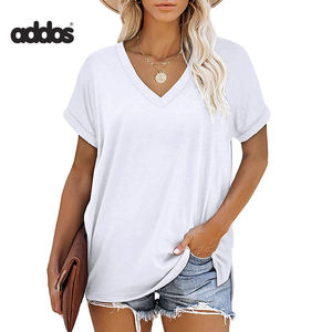 OEM ODM diseño personalizado algodón Mujer camiseta Casual liso cómodo verano camiseta ropa de mujer - Product Image 2