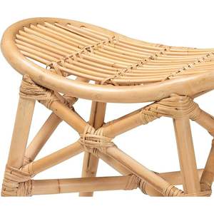 Reposapiés de ratán natural bohemio moderno Elgon, herramienta de torneado hecha a mano - Product Image 5