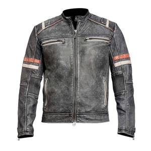 Chaqueta de cuero hecha a medida en blanco de moda para hombre con estilo tipo motorista - Product Image 2