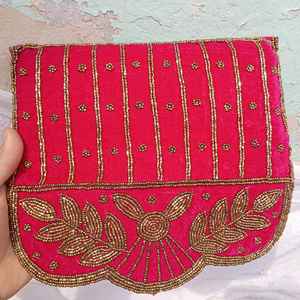 Personalized Custom Glass Beaded Tote <b>Bag</b> with Custom Color for Wedding <b>Bridesmaid</b> Gift Blue Floral Design MS Handicraft - Product Image 3