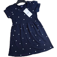 Robe courte en coton pour filles Zukids, bleu marine, imprimé cœur, manches bouffantes, col rond, style mignon, été