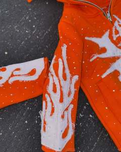 OEM personalizado 100% de alta calidad de los hombres de peso pesado gráfico Sudadera con capucha con cremallera 80% Algodón 20% poliéster proporciona comodidad, suavidad - Product Image 5