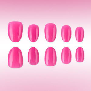 A057 Faux Ongles Roses <span class=keywords><strong>Barbie</strong></span> Brillants à Coller 32 Pièces Courts Ovales Dopamine Simples Vente en Gros - Product Image 3