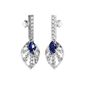 Boucles d'oreilles uniques 950 en platine saphir taille poire pierre précieuse Moissanite diamant balancent pour les fêtes cadeaux bijoux fins certifiés IGI - Product Image 1
