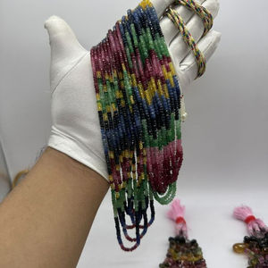 Cuentas redondas facetadas de zafiro de rubí esmeralda de 3mm a 4mm, 14 líneas, piedras preciosas sueltas de 870 quilates para joyería - Product Image 2