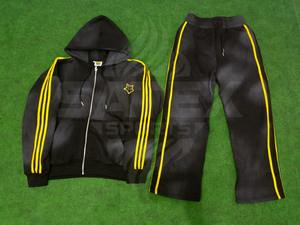 Custom Embroidery Casual Heavyweight <b>Jogger</b> Tracksuits Acid Wash Sun Faded Flared Sweat Suit <b>Zip</b> up Hoodie Sweatpants Set Unisex - Product Image 2