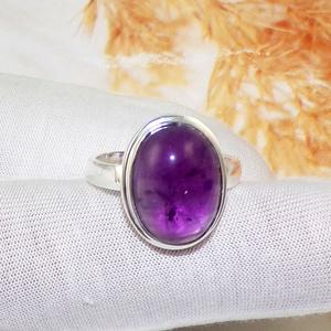 เครื่องประดับอัญมณีเงินแท้925อเมทิสต์แหวนรูปไข่เครื่องประดับหินสีม่วง - Product Image 5