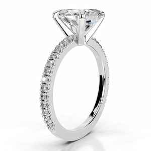 Anillo de compromiso de diamante de moissanita de corte de pera clásico con diseño de banda de pavé elegante joyería de moda elegante - Product Image 3