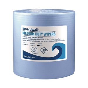 Boardwalk 12 In. X 12 pouces Lingettes hydrofilées bleues pour nettoyage commercial moyen intensité, 1100/rouleau - Product Image 1