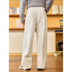 Jean droit pour homme tendance, style vintage, beige délavé, coupe large, écologique, respirant, style streetwear, taille 26 - Product Image 5