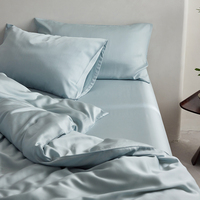 Usine chinoise en gros, draps de lit ajustés en fibre de bambou 100% écologiques, 300TC, style moderne, bandes élastiques pour la maison et l'hôtel