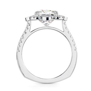 2.00CTVintage Style Art Déco Halo Designer Bague de fiançailles, Bague d'anniversaire coupe coussin, Bague de mariage ensemble cathédrale - Product Image 2
