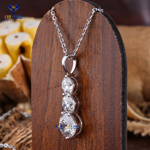 Colgante de oro blanco con diamante de corte redondo TDW 5,60 de Labstone / Shine Beyond Compare Pendant/color de la EF-VS - Product Image 3