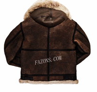 Blouson aviateur en cuir pour homme, style décontracté, en peau de mouton, avec capuche amovible, respirant et écologique, OEM
