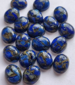 Cabochon ovale en cuivre Lapis naturel 9x11mm dos plat-pierre précieuse de qualité supérieure en cuivre Lapis lâche - Product Image 6