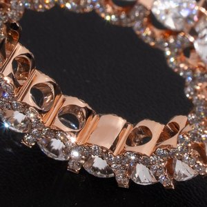 Sang trọng Rose Gold Eternity ban nhạc Vòng | đầy đủ Iced ra vòng cắt vvs moissanite | 925 bạc tùy chỉnh hip hop đồ trang sức - Product Image 2