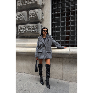 Veste en cachemire d'alpaga pour femme - Veste grise style boyfriend - Product Image 5