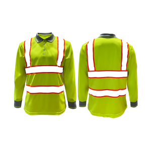 Camisetas de trabajo de manga larga amarillas de alta visibilidad con logotipo personalizado, camiseta de seguridad reflectante impermeable de 100% poliéster - Product Image 3