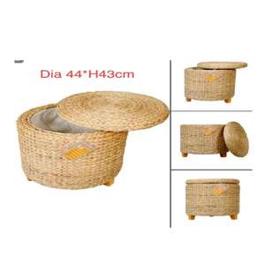 Chaise ottomane en jacinthe, design flexible, fabrication artisanale, jaune foncé, écologique, pour le rangement des vêtements usagés, meubles vintage pour la maison, offre spéciale - Product Image 5