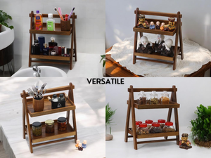 Estante de almacenamiento escalonado para el hogar y la cocina de 43x23x38 cm con diseño plegable para uso en encimeras y armarios de India - Product Image 3