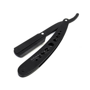 Navajas de Afeitar Profesionales para Barberos, Personalizables, de Acero Inoxidable, Negras, con Bloqueo Oscilante, Clásicas - Product Image 1