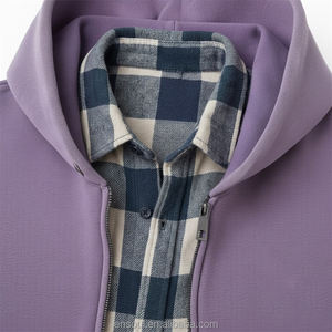 डिजाइनर कस्टम पुरुषों की हुडी जैकेट प्लाड शर्ट वाली मोटी ऊन विंटेज जिपर हुडी एसिड वॉश ज़िप अप स्वेटशर्ट - Product Image 2