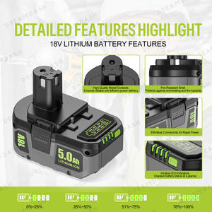 2 paquetes de baterías recargables de iones de litio de 18 V y 5,0 Ah, batería de repuesto para herramientas eléctricas originales RYO de 18 V - Product Image 6