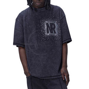 Camiseta de Algodón Personalizada con Pedrería para Hombre, MOQ Bajo, Camiseta con Pedrería Personalizada para Adultos - Product Image 1